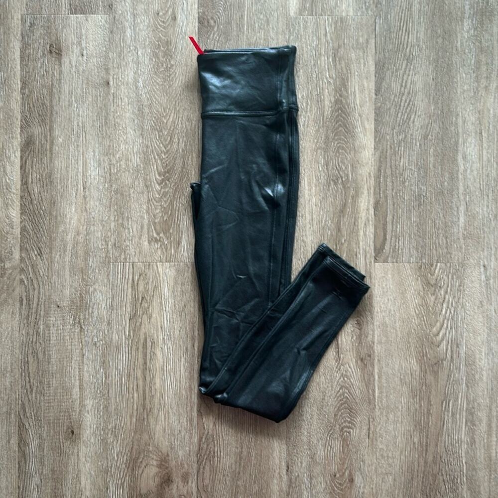 SPANX Black Faux Leather‎ Leggings Size Small